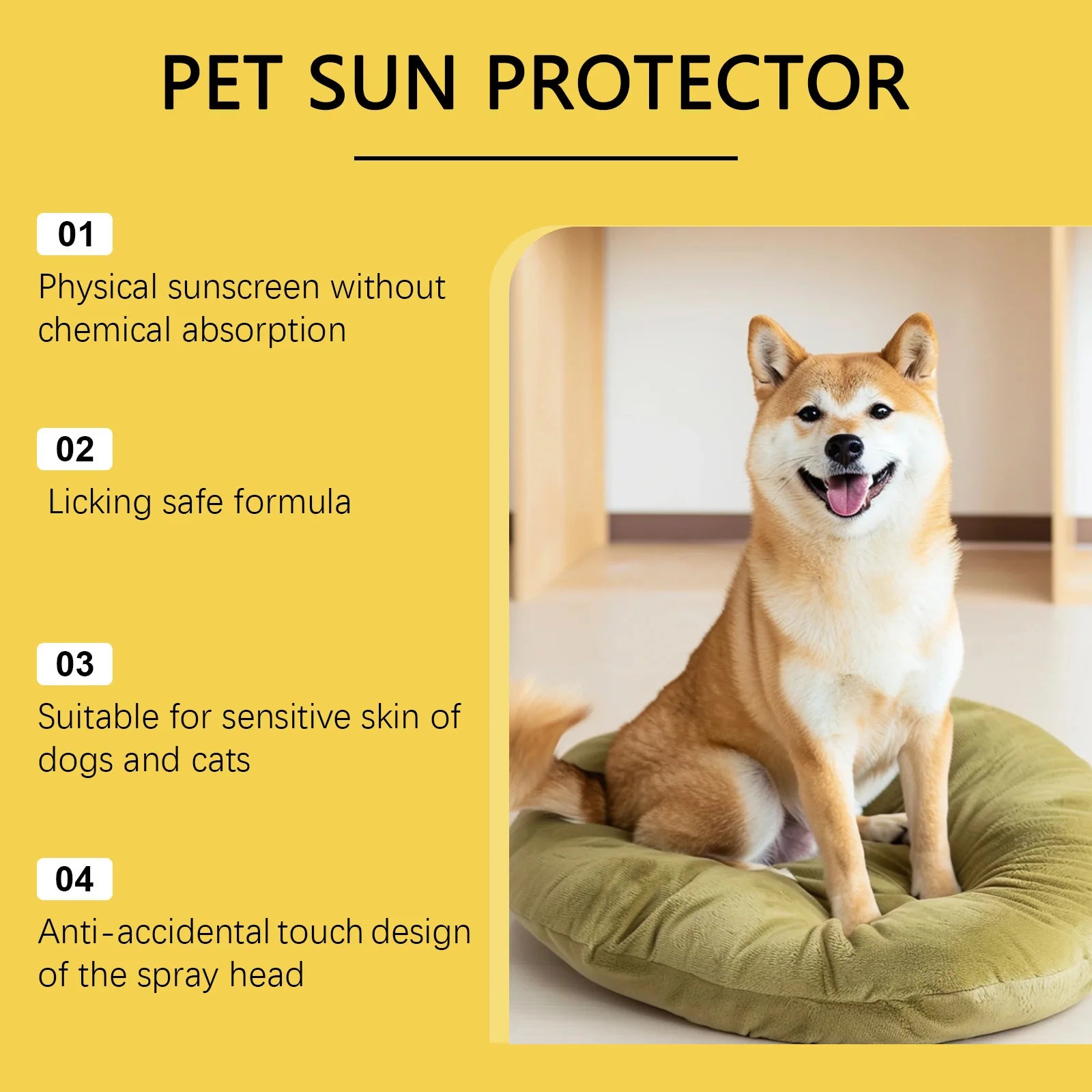 Pet Sun Protector Spray Dog UV Protection Moisturizing Zinc-Free Non-Greasy Easy Application Skin Care